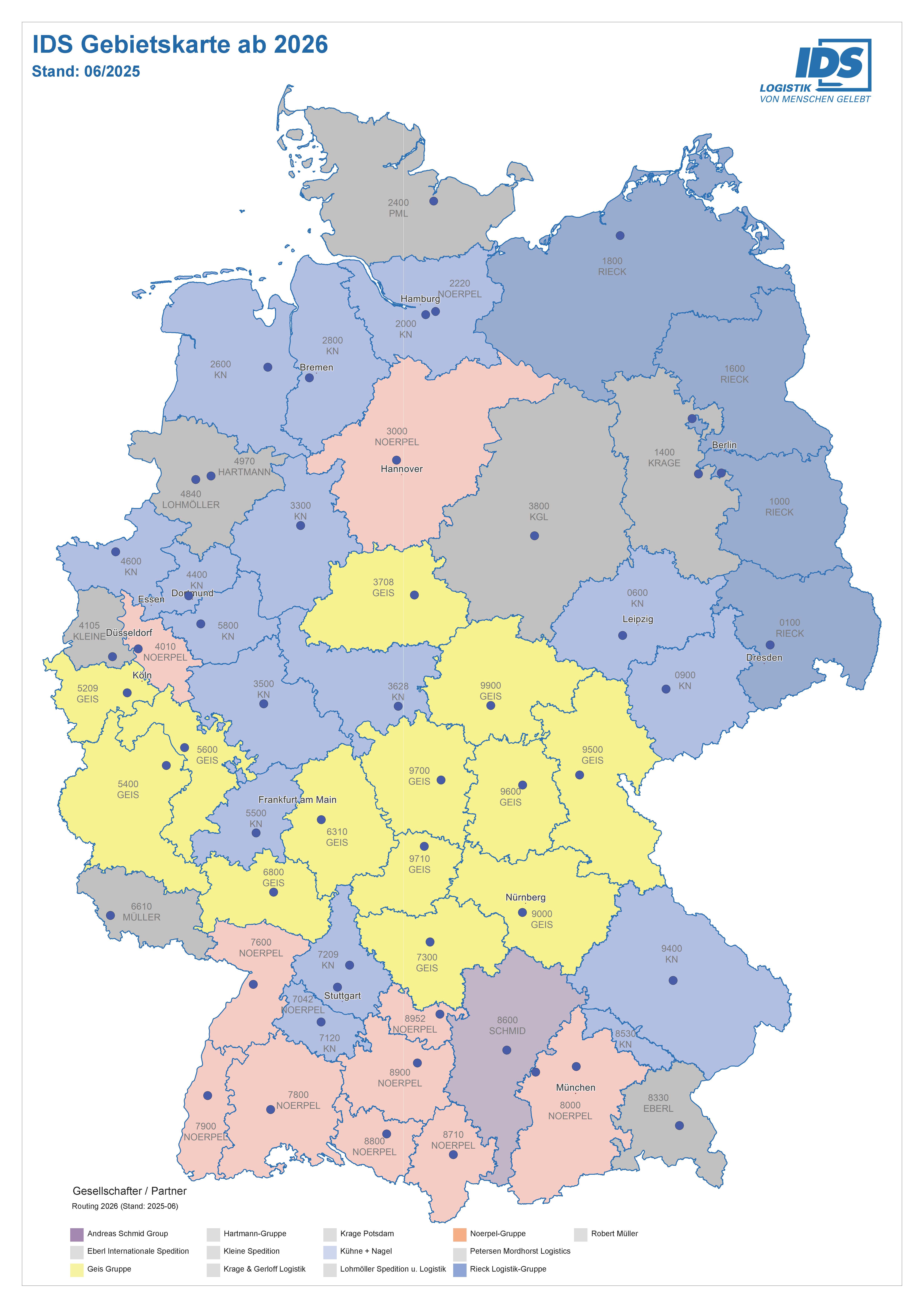 [Translate to en:] Deutschlandweit flächendeckend: Das IDS Stückgutnetz ab 2026 – nach Ausscheiden von DSV.