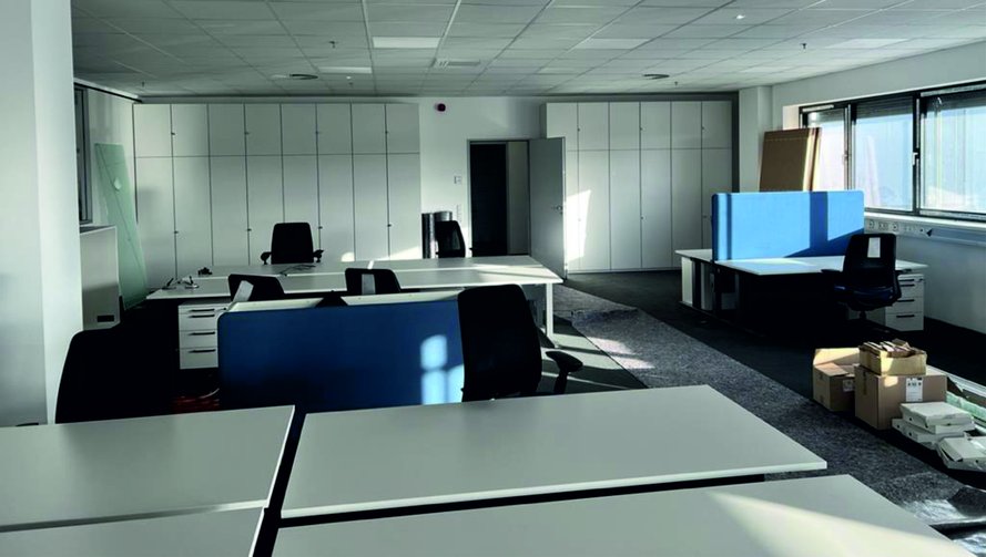 The Rieck logistics building is finished with offices on the inside.