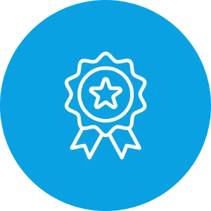 Abzeichen mit Stern auf blauem Hintergrund.