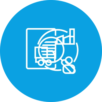 Symbol für Logistik und Datenanalyse auf blauem Hintergrund